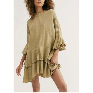 Free People Beach Sweet Rose Tunic Camel Mini Dress Size Xs Oversized